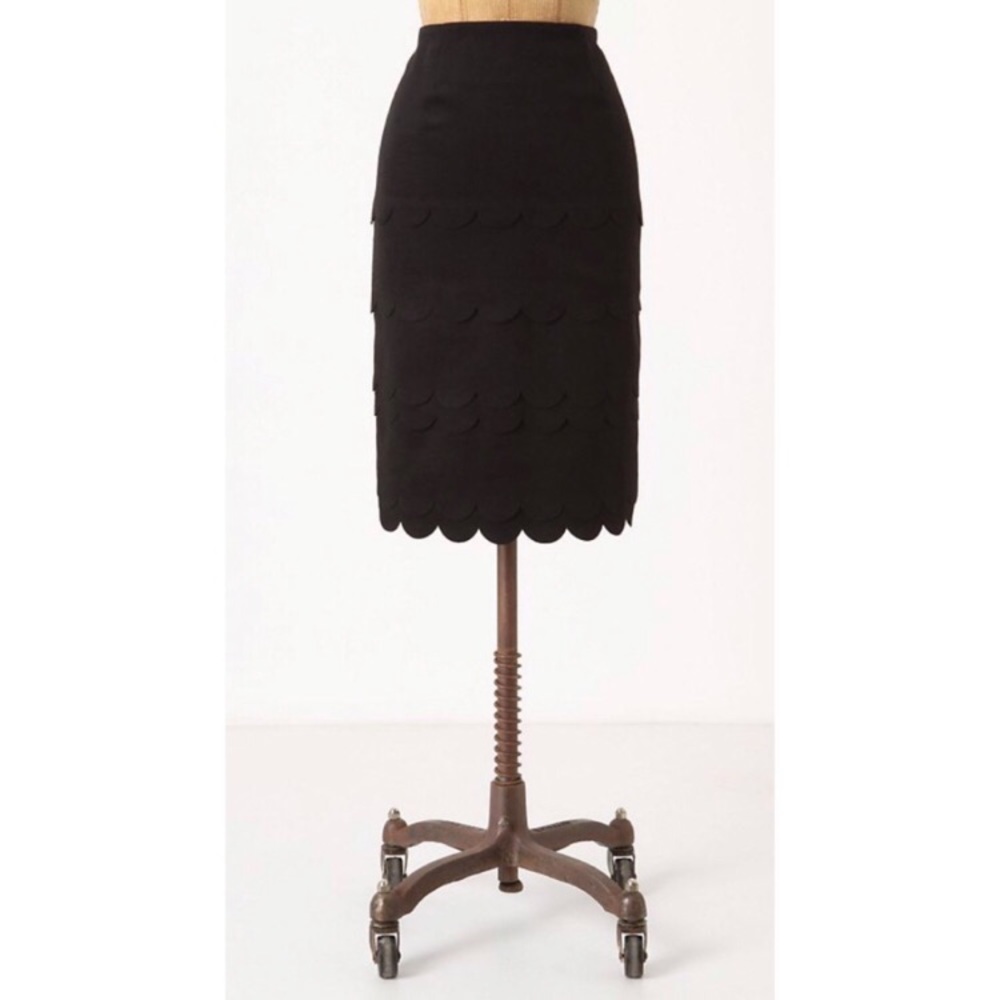 Anthropologie Maeve Scalloped Tiered Pencil Mini Skirt